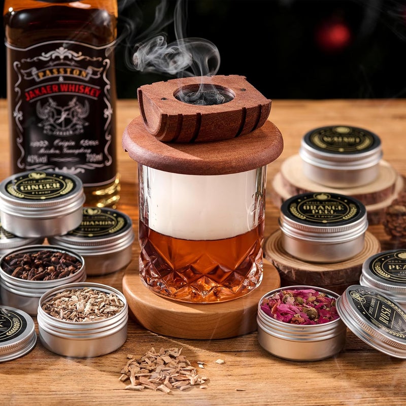 ComboJoy 12 Flavor Cocktail Smoker Wood Chips Gift Set for Men - Cinnamon, Cloves, Orange Peel, Cardamom, Rose, Ginger, Pear, Peach, Cherry, Apple, Oak, Walnut for Whiskey/Bourbon/Drinks Smoke Gun - Image 3